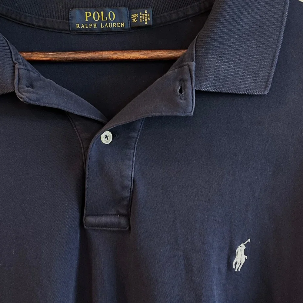 Polo Ralph Lauren Mens Navy Blue Cotton Short Sleeve Polo Shirt 2XB